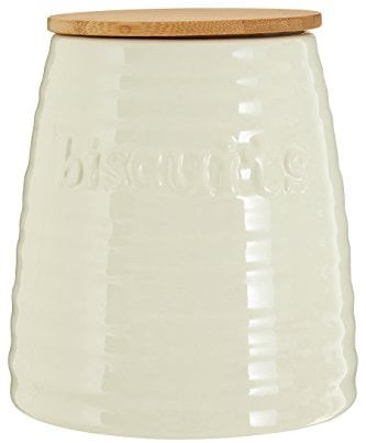 Premier Housewares Biscuit Ceramic Kitchen Storage Jars Cream Cookie Jars for Biscuits Canisters for The Kitchen Tea Coffee Sugar Tea Coffee and Sugar Canisters,15 x 15 x 16 cm