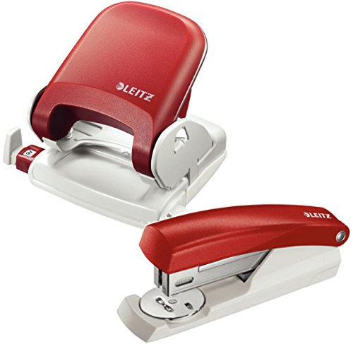 Leitz 5005 NeXXt Series Bürolocher für bis zu 25 Blatt + Heftgerät 5501 rot bis zu 25 Blatt Heftleistung