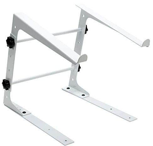 Fame Audio LS-1 SNOW Laptop Stand, Stabiler Verstellbarer, Ideal für DJs, Musiker, Techniker, Inklusive Halterungen, Seitlichen Erweiterungen, 4 Höhen, 3 Breiten, Weiß