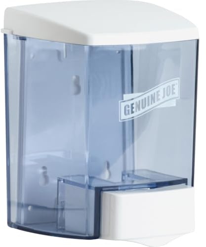 Genuine Joe Manual Soap Dispenser, 30 oz fl Capacity, White/Clear, 1 Count