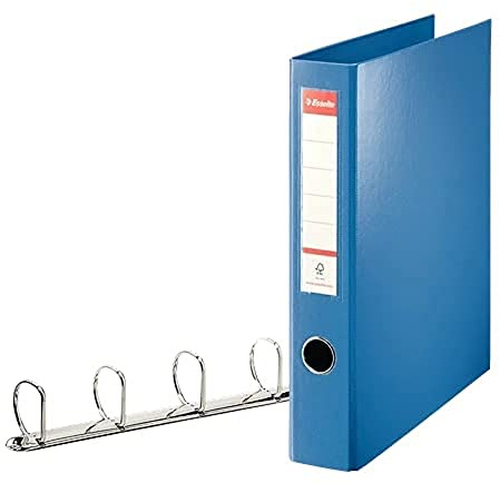 Esselte 4 Ring Binder, PP, Holds up to 380 Sheets, 60 mm Spine, 82405 - A4, Blue