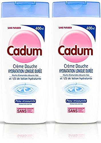 Cadum Crème Douche Hydratation Longue Durée à l'Huile d'Amandes Douces, Bio, 2 x 400ml