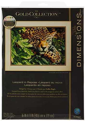 Dimensions Leopard in Repose Gold Counted Cross Stitch Kit, Multi-Colour, 40 x 27 cm