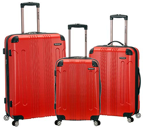 Rockland London Hardside 3 Piece Expandable Spinner Wheel Luggage Set, (20/24/28), Red