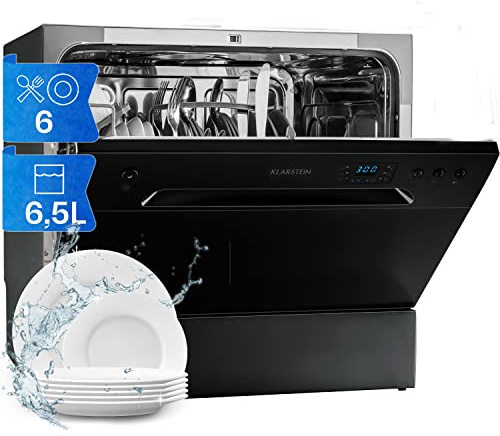 Klarstein Amazonia A+ Mini Dishwasher, 6 Modes (Mini, Black, Buttons, 6 Modes, 49Db, A)