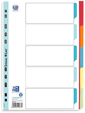 Oxford Karton-Register Strong-Line A4, blanko, 5-teilig, 5 Farbig, 25 Stück