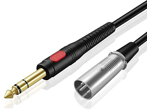 TNP XLR cavi per microfono a 6,3 mm 1/4 pollici, TRS maschio audio video stereo, Cavo MIC, Connettori placcato in oro per microfoni, Cavo bilanciato altoparlanti DJ, console audio da studio (1,8 m)