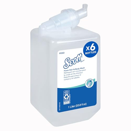 Scott Professional Foam Hair & Body Wash, Bulk, 6 Refills, 1.0 L (91553)