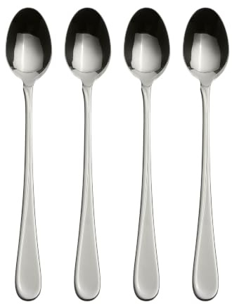 Oneida 2865004G Flight Everyday Flatware Tall Drink Spoon, Set of 4, 18/0 Stainless Steel, Silverware Set