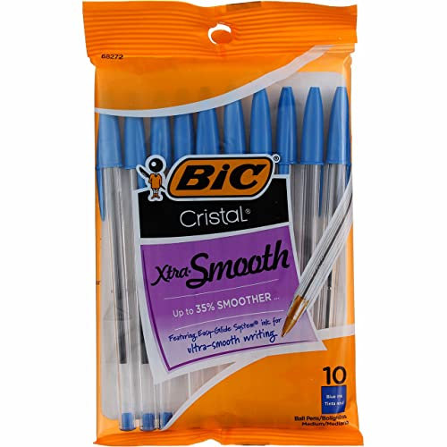 Bic Cristal - Bolígrafo (punta media, color azul, 10 Ea) (paquete de 2)