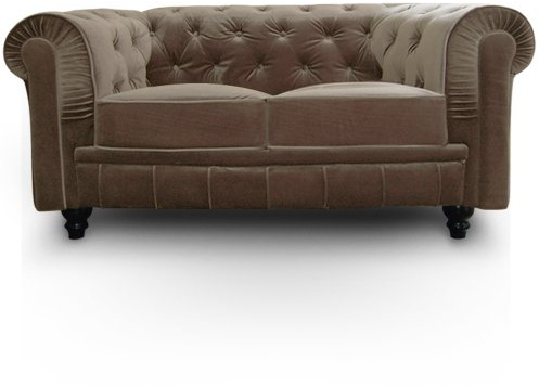Menzzo Grand Canapé Chesterfield 2-Sitzer Sofa mit Samtbezug Taupe