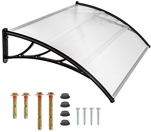 tectake® Marquesina Resistente para Puerta Entrada Exterior, Burlete Puerta Entrada, Placas de Policarbonato, Tejado Exterior y Toldos Exterior Terraza Duraderos - 93 x 120 x 0,5 cm