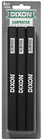 Dixon 14206 Medium, Black and Silver Carpenter Pencils (6 Pack)