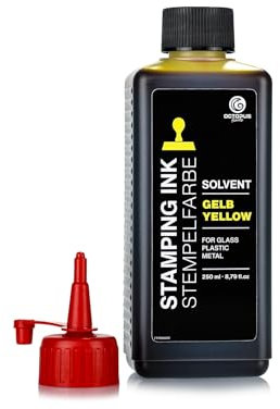 250 ml Solvent Stempelfarbe gelb, auf Lösemittelbasis für nichtsaugende und nichtporöse Untergründe, lasierend