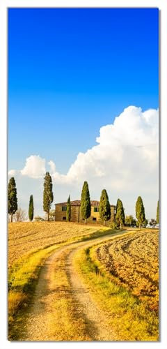 Wallario Selbstklebende Türtapete Italien - Toskana unter blauem Himmel einsame Farm - Türposter 93 x 205 cm Abwischbar, rückstandsfrei zu entfernen