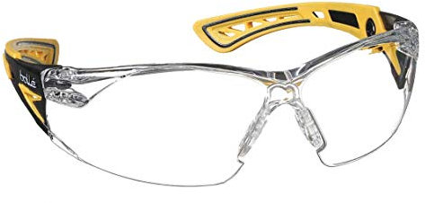 bollé Safety 40250, Rush+ Small Safety Glasses Platinum, Yellow & Black Frame, Clear Lenses