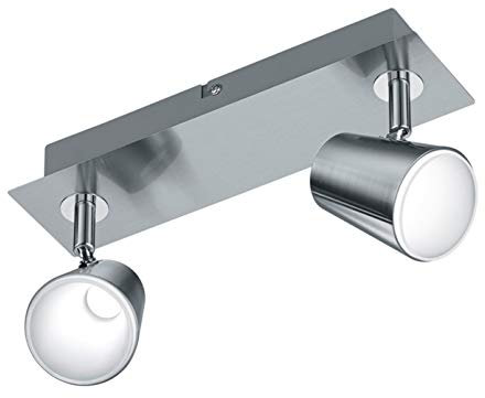 Trio Leuchten LED Deckenleuchte Narcos 873170207, Metall Nickel matt / Chrom, 2 x 4 Watt, 16.0 x 28.5 x 9.5 cm