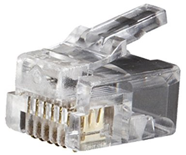 Klein Tools VDV826-600 6p6c Connectors, RJ12 Modular Telephone Plugs with 3-pronged Contacts, for Solid or Stranded Connections, 25-Pack