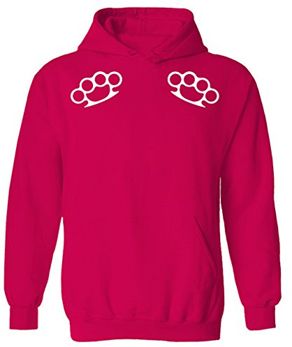 Knuckle Dusters Traditional Tattoo Style Unisex Pullover Hoodie Hot Pink (XXL)