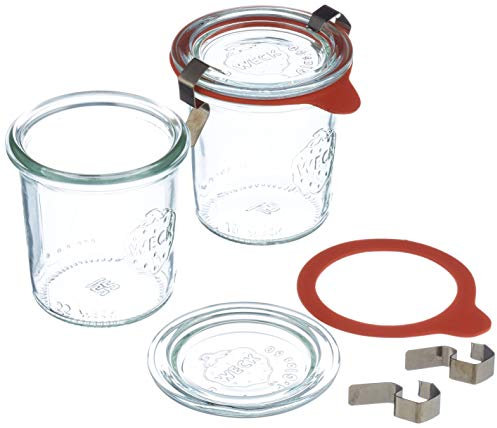 Weck Lot de 12 bocaux de 140 ML avec Couvercle de 60 mm, Joint et Clips Inclus, en Verre, Transparent