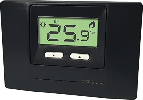 Orbis NEO ML+ Antracite Termostato digitale da parete, 2 Temp. reg, alim. batt.