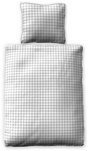 jilda-tex Satinbettwäsche 100% Baumwolle Design Quadrum Grey Verschiedene Größen (155x220 cm)