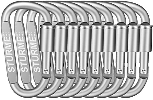 STURME Karabinerhaken, 80mm Karabiner, Karabiner Schlüsselanhänger, Große Aluminium Schraubkarabiner für den Außenbereich und Zelten, Schlüssel oder Hundeleine, 9 Stück