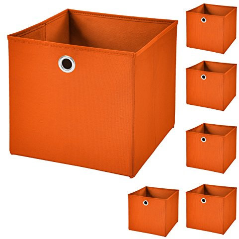 StickandShine 6er Set Orange Faltbox 28 x 28 x 28 cm Aufbewahrungsbox faltbar