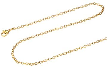 FOCALOOK Chaîne Forçat Collier Femme Plaqué Or 2mm/65cm Rolo Chain Accessoire du Pendentif