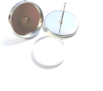 50 Ohrstecker mit 50 klaren Cabochons 12mm Ohrringe Farbwahl Fassungen Rohlinge (silber)