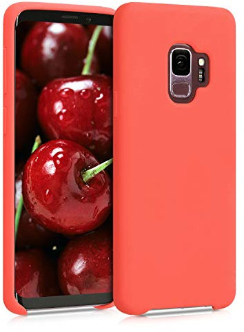 kwmobile Handyhülle für Samsung Galaxy S9 Hülle - Case Silikon - Kabelloses Laden - Schutzhülle Cover in Leuchtende Koralle