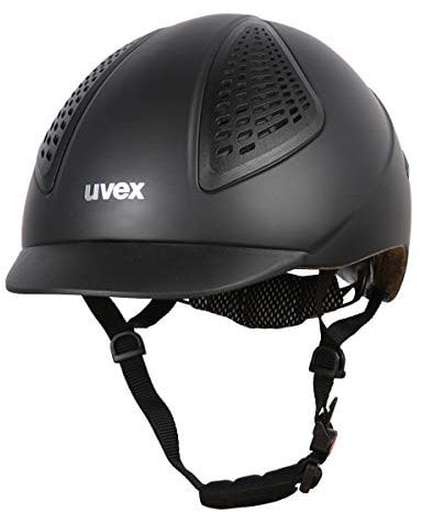 uvex exxential II - Leichter Reithelm für Damen und Herren - individuelle Größenanpassung - optimale Belüftung - Black matt - 59-61 cm