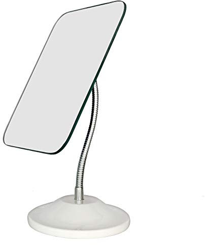 YEAKE Kosmetikspiegel Schminkspiegel, 360° Flexibler Schwanenhals Drehbarer Tischspiegel, Tragbarer Dusch- und Rasierspiegel Schminkspiegel mit Ständer, Geeignet für Reisen, Quadrat