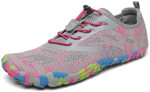 SAGUARO Barfußschuhe Damen Herren Zehenschuhe Traillaufschuhe Weich Bequem Barfussschuhe Fitnessschuhe Männer Frauen Trainingsschuhe für Joggen Laufen Wandern, Rouge Pink, 40 EU