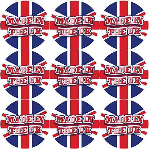 144 Made in The UK 30mm Union Jack Stickers Glossy Great Britain Labels