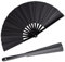 HONSHEN Éventail Pliable en Bambou pour Homme et Femme - Chinois Japonais pour Festival, Danse, Cadeau, Performance, Décoration (Noir, 2p)