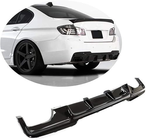 TGFOF Diffuseur arrière Compatible pour BMW Série 5 F10 M-Sport 2012-2016 Sortie d'usine 528i 530i 535i 550i M-Tech Fibre de Verre FRP Noir Brillant Kit de carrosserie de Pare-Chocs inférieur