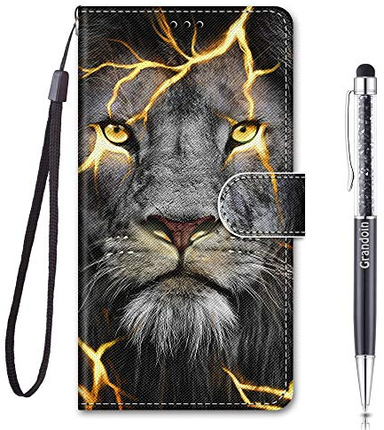 Grandoin Coque pour Xiaomi Redmi Note 11E/Xiaomi Redmi 10 5G, Mode Créatif Effet Modèle Bookstyle Désign Étui de Protection Housse en PU Cuir avec TPU Silicone Souple Phone Case (Lion)