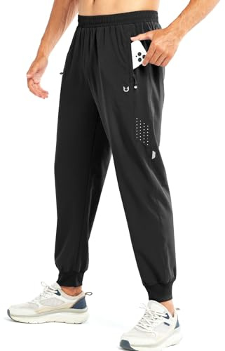 NORTHYARD Men's Athletic Running Pants Lightweight Quick-Dry Joggers Gym Black M