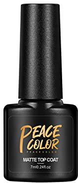 PEACECOLOR Matte Gel Top Coat, LED Soak Off Gel Nail Polish Matte Finish Long Lasting No Wipe Matte Top Coat