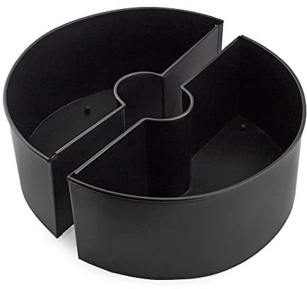 AuldHome Umbrella Planter for Patio Table with Umbrella Hole (Black), Enamelware Half-Circle Planter Pots