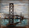 Handgefertigtes Metallbild 3D-Optik Verschiedene Größen Kunst Bild Wandbild (Bridge on Wood)