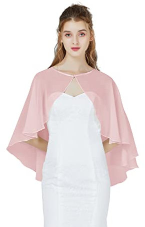 BEAUTELICATE Chiffon Stola Damen Festlich Chiffon Schal Cape Bolero Strickjacke für Hochzeit Braut Abendkleid Brautkleid Sommer (Kurzer Stil - Elfenbein)