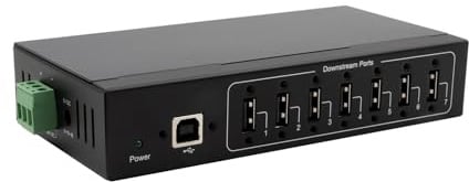 EX-11217HMVS 7 Port USB 2.0 Metall HUB Netzteil DIN-Rail-Kit Genesys Chipset