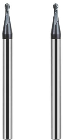 CREEYA 2 Stücke Hartmetall Kugelkopffräser 2mm, 2 Zähne CNC Kugelfräser, HRC 55, AlTiN Schwarz Beschichtung, VHM Radiusfräser Für Stahl Metall Holz Acryl Kunststoff (Ø 2mm)