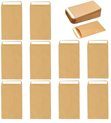 50pcs Small Brown Envelopes for Seeds,6x10cm Mini Brown Seed Envelopes Coin & Small Parts Envelopes,Envelopes Brown Little Kraft Paper Bags for Storing Small Item Seeds Cash Money Beads Coin