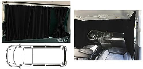 BREMER SITZBEZÜGE Maß Gardinen Vorhänge Sonnenschutz kompatibel mit VW T5 T6 T6.1 Multivan Caravelle Kurzer Radstand & Frontscheibe Sonnenschutz Camping Führerhaus Gardinen Vorhang