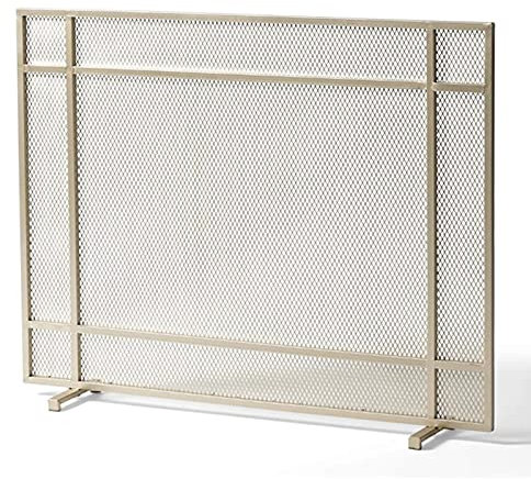 Parafuoco retrò con rete metallica, parafuoco in ferro battuto forato per legna e carbone, stufe, griglie - Finitura nera (Color : Black) (Gold Xx) beautiful scenery