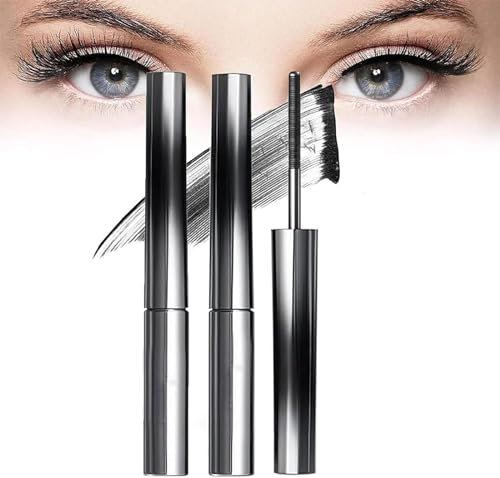 Iron Strong Mascara, 3D Curling Eyelash Iron Mascara, Non-Clumping, Smudge Proof, Flake Proof (Black-2pc)