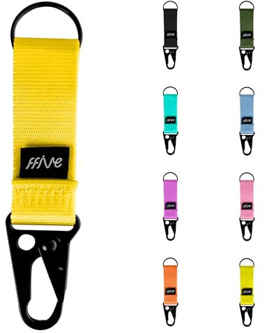 FFIVE - Schlüsselanhänger aus echtem Nylon - Multifunktionale Schlüssel zum Aufhängen Rucksack Karabiner (gelb)